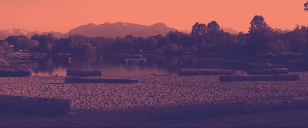 A view of the north shore mountains from Trout Lake in Vancouver